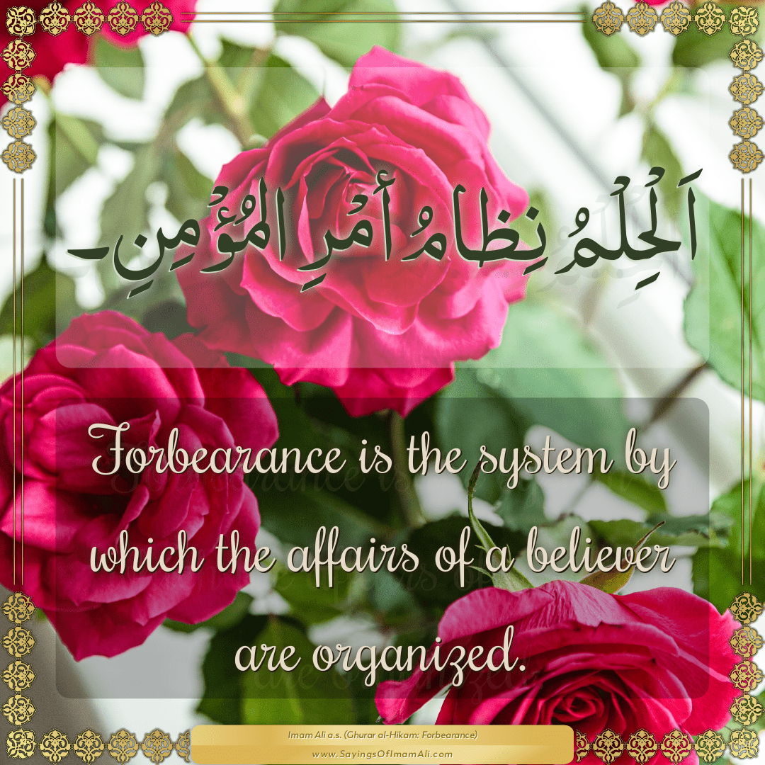 Forbearance is the system by which the affairs of a believer are organized.